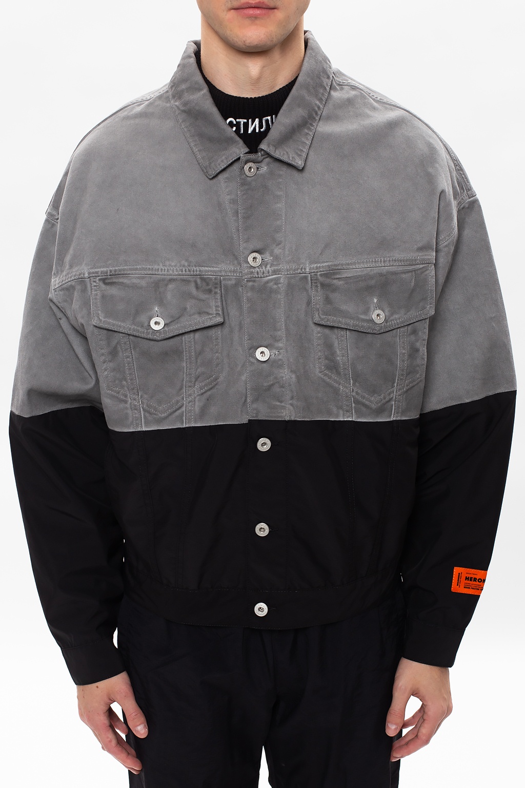 Heron Preston Denim jacket with logo | IetpShops | Men's Clothing